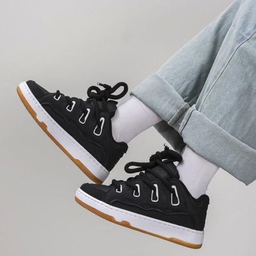 Women's Men's Streetwear Chunky Platform Sneakers Fashion Y2K Casual Lace up Couple Board Shoes 5