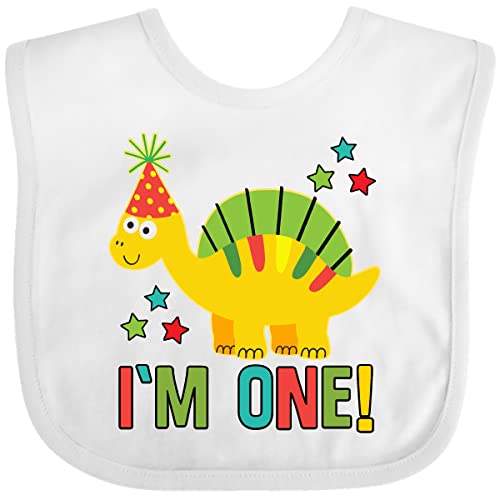 inktastic Dinosaur First Birthday 1 Year Old Baby Bib White 3e4ce