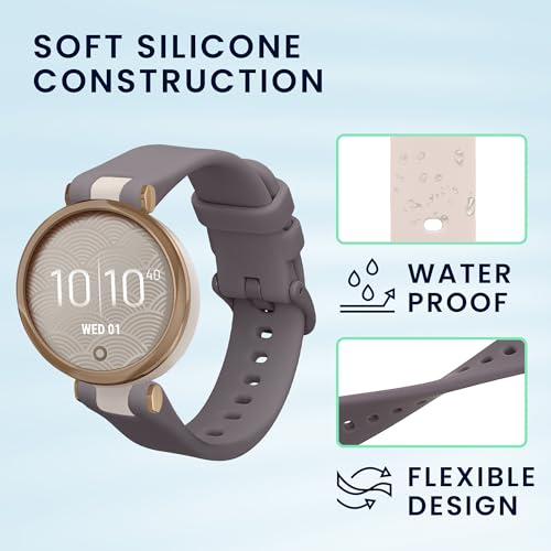 Image of kwmobile Straps Compatible with Garmin Lily Sport Straps - 2x Replacement Silicone Watch Bands - Lavender /Beige