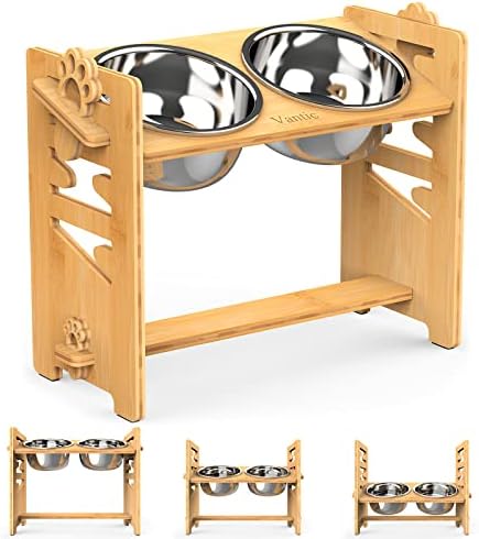 Ciotole Rialzate Vantic Per Cani E Gatti - Altezza Regolabile Con 2 Ciotole In Acciaio - Foto 12