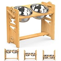 Ciotole Rialzate Vantic Per Cani E Gatti - Altezza Regolabile Con 2 Ciotole In Acciaio - Foto 7