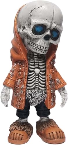 Vibbang Skelett Skulpturen Gothic Deko, Coole Skelett Figuren, Mini Harz Skelettfiguren Dekoartikel, Exquisite Totenkopf Statue, Skelett Puppe, Halloween Dekoration Geschenke für Zuhause Freunde