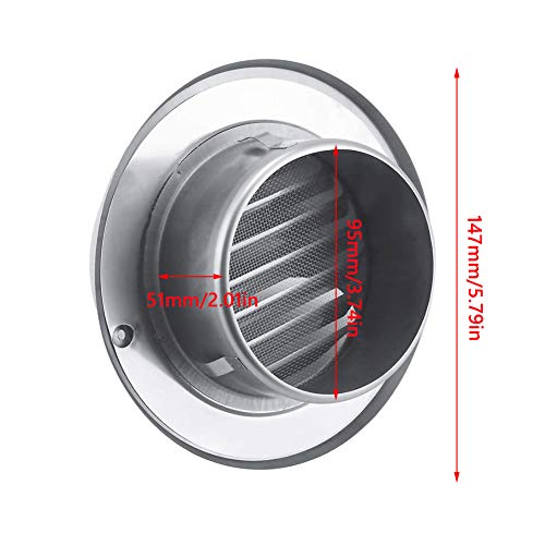 Vuybvy Air Vent Ventilation Ducting Hose Covers 304 Stainless Steel Round External Extractor Wall Vent Outlet Fan Spherical Air Valve Grill Cover With Built-In Fly Screen Mesh #TOP3
