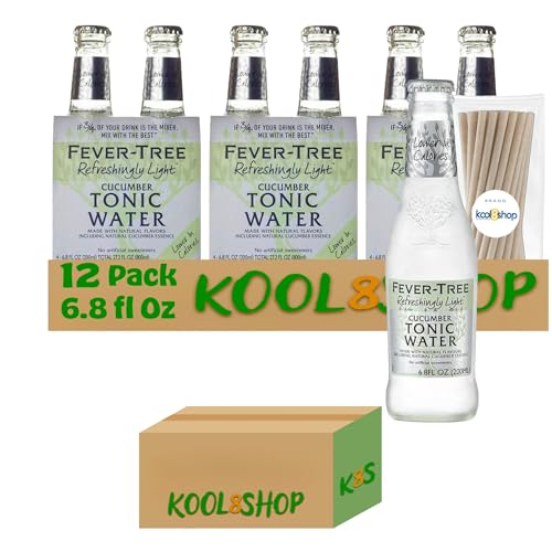 Fever-Tree Fever Tree Cucumber Light Premium Mixer, 12 Pack Of 6.8 Fl Oz Glass Bottles + 20 Pack Food Grade Bamboo Fiber Straws By Kool8Shop thumb #6
