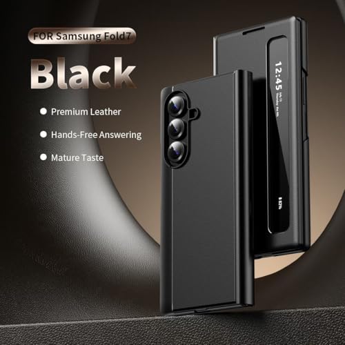 Image of MILLION CASES Intelligent View Side Window Flip Case for Samsung Galaxy Z Fold6, Galaxy Z Fold6 Back Cover Case(2024) - Leather | Midnight Black
