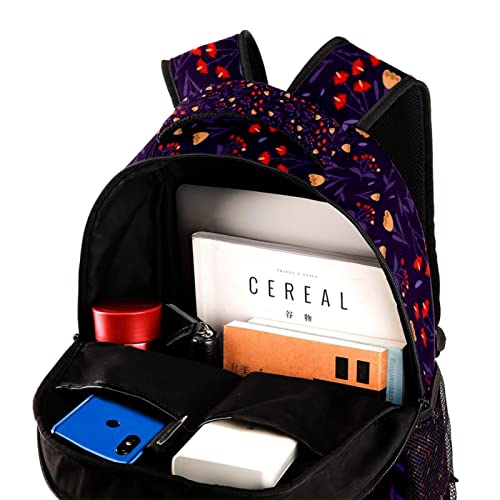 Sac à dos de voyage avec porte-bouteille compartimenté rouge à fleurs medium - 4