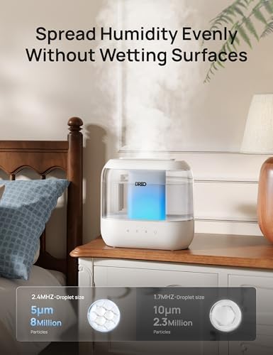 DREO Humidifiers for Bedroom, 4L Top Fill for Large Room, 36H Runtime [Ultra-Strong Mist Output] Quiet Cool Mist Air Humidifier for Baby Nursery, Plants, Indoor, Night Light, Easy to Clean - 3