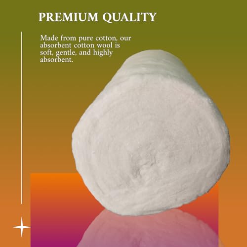 Image of Absorbent Pure Cotton Wool for Multipurpose use,Cotton Wool can use for First-Aid, Clinical Use, Makeup Remover, Salon, Beauty Baby care & art and Craft pack of 500gms -White
