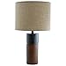 Rivet Mid-Century Walnut Wood and Black Marble Lamp With  Bulb, 18"H
