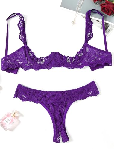Image of Avidlove Sexy Lingerie Set for Women Underwire Lace Bra and Panty Sets