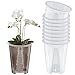 TRANSPARENT MIT günstig Kaufen-FESSOSKO 10 Stück Orchideentöpfe, Transparente Kunststoff Pflanztöpfe Transparente Kunststoff Orchideen Pflanztöpfe Orchideentopf transparent aus Kunststoff mit Abflusslöchern für Indoor Outdoor