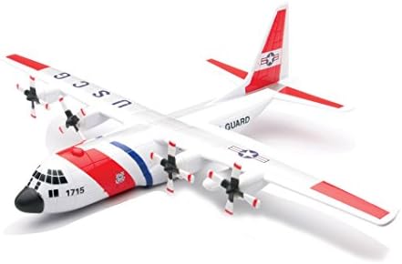Model Kit Lockheed C-130 Hercules Transport Aircraft White and Red United States Coast Guard Snap Together Plastic Model Kit by New Ray image 2