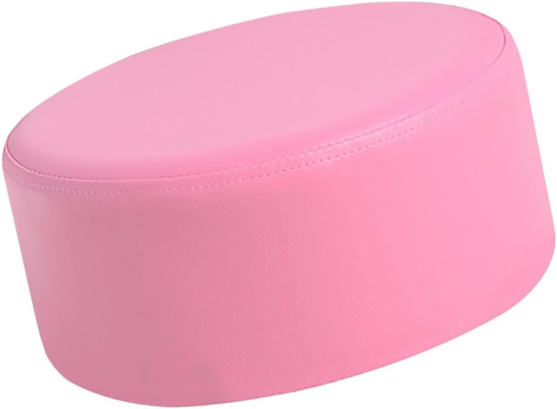 VICASKY Pu Leather Round Stool 28x28x13cm Non-Slip Lightweight Footstool Pink for Bathroom and Home Use