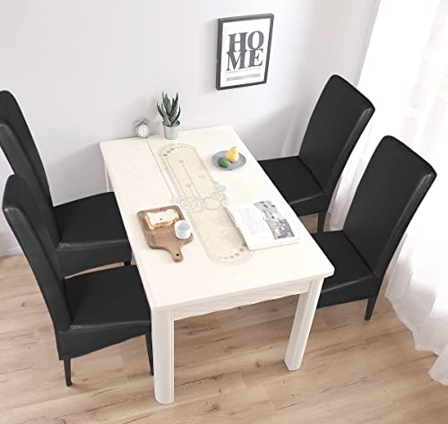 Fundas para sillas de comedor impermeables contra manchas de aceite juego de 4 café 5