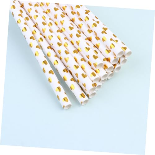 100 pitillos de papel con corazones dorados miniatura 2