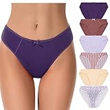 Curve Muse Womens 100% Cotton Bikini Briefs Mid Waist Underwear Panties-6 Pack-PACKA-XL