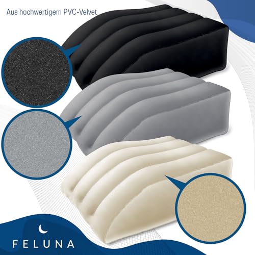 Feluna Ergo Keilkissen & Venen-Kissen zum Schlafen und Rückenentlasten; Orthopädisches Rückenentlastungskissen, Beinkissen & Beinstützkissen zur Linderung von Schmerzen und Heilung (Schwarz)