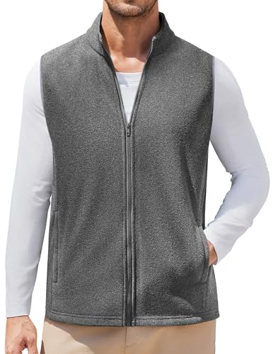 COOFANDY Mens Minimalist Fleece Vest Casual Sleeveless Jacket Lightweight Outerwear Vests for City Layers Heather Grey,XXL