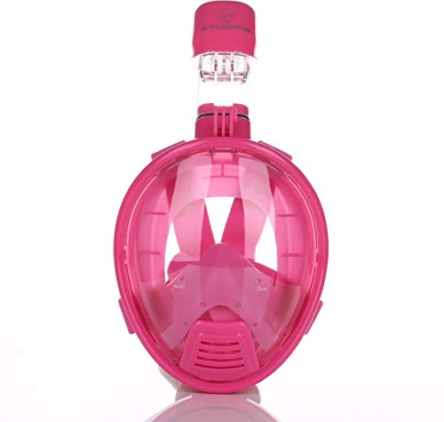 Gadgy Snorkelmasker Kinderen | Duikmasker Full Face Roze | Snorkelset | 180° Zichtveld | Met Action Camera Bevestiging