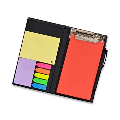 Image of COI Notepad Memo Holder Desk Organizer with Colorful Sticky Notes Home Work Office Gift Set with Pen (Crimson Red)