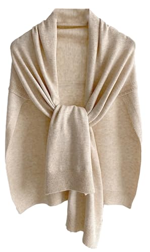 Women's Oversized Shawl Wrap Knotted Scarf Warm Lightweight Stole Long Cardigan Fall Winter Fake Collar Shoulder Tops