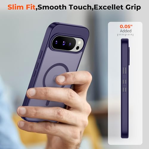 Image of SUPFINE Magnetic for Google Pixel 10 Pro Case /Pixel 10 Case with Screen Protector, (Built-in Magnets) ((Military Grade Drop Protection) Slim Translucent Shockproof Phone Case,Dark Purple