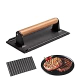 Genérico Prensa de Carne, Menaje Rectangular Resistente, Prensa Metálica Carne Que Exprime Grasa, para Plancha Asado Barbacoa Paninis Tortilla Cocina Hogar Camping Exterior