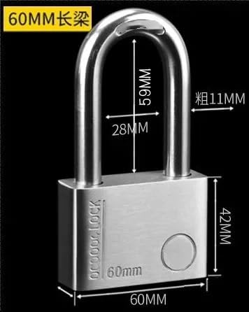 Candado 1 candado de acero inoxidable for gabinete, cerradura for muebles, puerta resistente al agua y óxido con 4 llaves(60mm-Long-4keys)