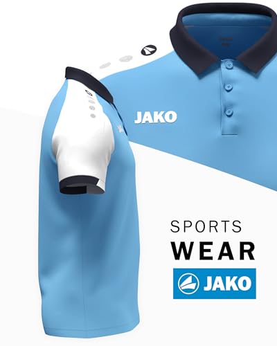 JAKO Unisex Poloshirt Dynamic, SkyBlue/weiß/Marine, XL – Ansicht 3