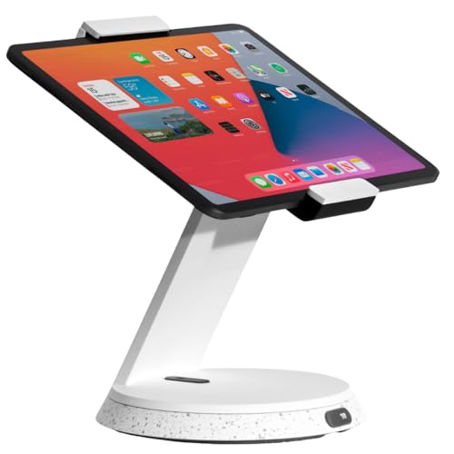 Bouncepad Eddy Tablet Stand & iPad POS Stand | iPad Lockable Stand | Compatible With Most 7" - 13" Tablets | Strong Die-Cast Aluminium Tablet Stand For Desk | White