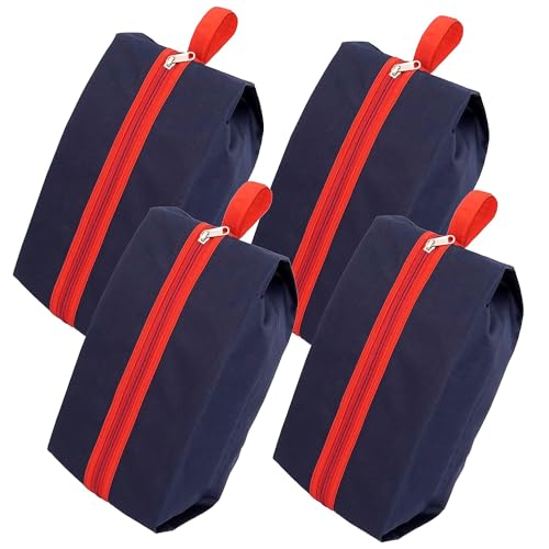 Image of Storite Pack of 4 Shoe Bags for Travel & Storage | Durable Shoe Organizer Pouches for Men & Women | Reusable Waterproof Shoe Covers with Zipper (40x13x18 Cm, Blue & Red)