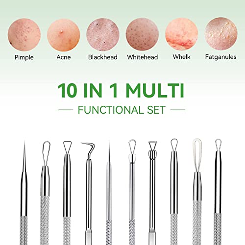 ChenYiJin Pimple Popper Tool Kit,Blackhead Remover Tool 5 Pcs Blackhead Extractor Tool for Face Comedone Zit Acne Whitehead Blemish, Stainless Steel Extraction Tools Set