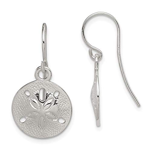 925 Sterling Silver Textured Sand Dollar Sea Star Starfish Drop Dangle Chandelier Earrings Outdoor Nature Animal Life Fine Jewelry For Women Gifts For Her