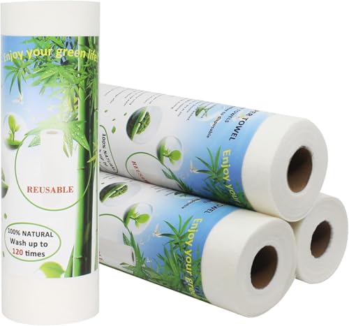 Belinlen - Belinlen 4 Rolls Bamboo Kitchen Towels 80 Sheets Heavy Duty Washable Reusable Paper Towels for Kitchen and Daily Use, Reused 120 Times(11" x 11.5", 4 Rolls)