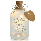 💝WAS WIRST DU BEKOMMEN? - Das Paket beinhaltet: 1 Gefrostet Glasflasche mit Spruch - Schön, dass es Dich gibt, 1 Flaschenlichterkette Korken, 5 Wunschpapierstreifen, 1 Liebesanhänger und 1 Hanfseil. Basteln Sie eine schöne Flaschenlampe als kleines Geschenk, um zu beeindrucken!