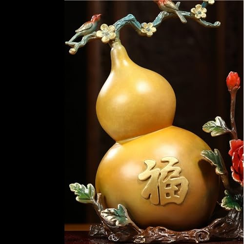 Ozdoby Z Miedzianej Tykwy Feng Shui Z Posągiem Buddy, Posąg Feng Shui Symbolizujący Bogactwo I Szczęście, Rzeźba Symbolizująca Szczęście, Ozdoby Na Biurko Do Domu,Red-24 * 13 * 28cm
