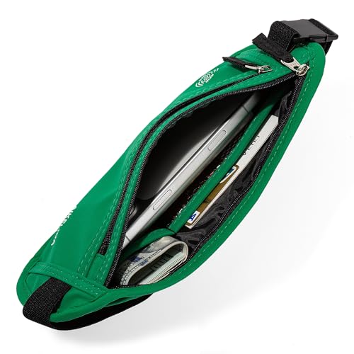 Image of Money Belt - Slim Passport Holder RFID Blocking Travel Wallet Undercover Fanny Packs for Men Women - Green
