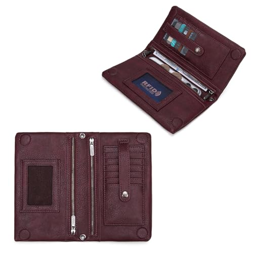 Image of Wrangler Womens Wristlet Wallet RFID Blocking Bifold Clutch Credit Card Holder Purse with Crossbody Strap