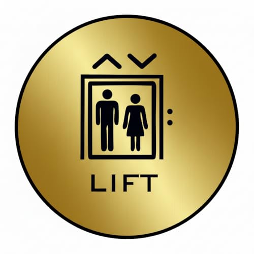 Image of Premium Brushed Finish Golden Black LIFT Acrylic Signage 5.9 Inch Round Self-Adhesive BFor Business Shop Stores Cafes Shops Hospital School Office Hotel Restaurant Hotel Company Malls