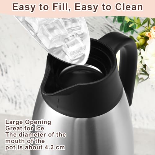 Image of Norme 2 Pcs Thermal Coffee Carafe Insulated Stainless Steel Coffee Carafe for Hot Liquid Vacuum Thermal Pot Creamer Pitcher Dispenser with Brushes Keeping Hot Water Milk(Silver,51 oz)