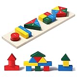 Yoocaa Puzzle de Madera de Piezas fraccionadas, Juguete de Madera a Partir de 2, 3 y 4 años, puzle de Formas Montessori, Juego apilable de Colores para niños