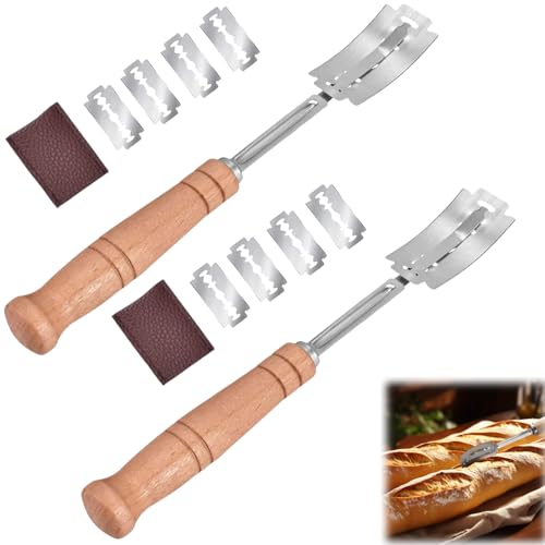 ZLXFT Lame Boulanger,Lame Boulanger et 10 Pcs Lames,Lame Pain Boulangers,Couteau à Pain,Bois Pain Faisant Le Rasoir,Lame Boulangers Acier Inoxydable,pour Pain Accessoire de Boulangerie