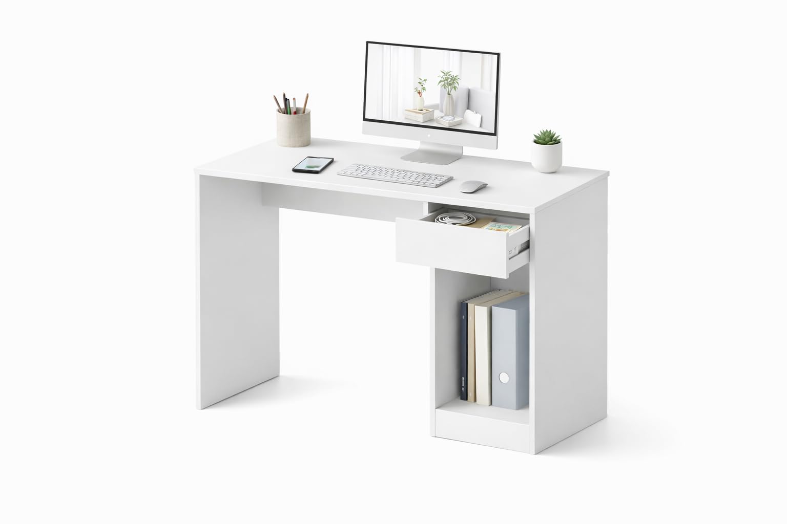 Petit Bureau pour Chambre ou Salon Blanc - La Solution pour Travailler Confortablement chez Soi