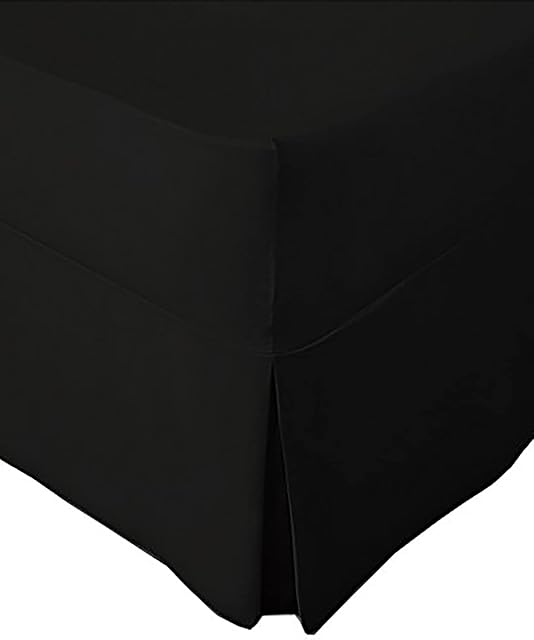 Extra Deep Non Iron Percale 180 Thread Count Fitted Valance Sheet Pleated (King, Black)