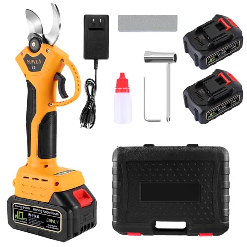 Tijeras de Podar Eléctricas, Tijeras de Podar con Baterías 2x3000mAh, Diámetro DeTijeras de Poda de 40 mm, Tijeras de Podar con Motor Brushless para Jardinería, Árboles Frutales, Viñedos