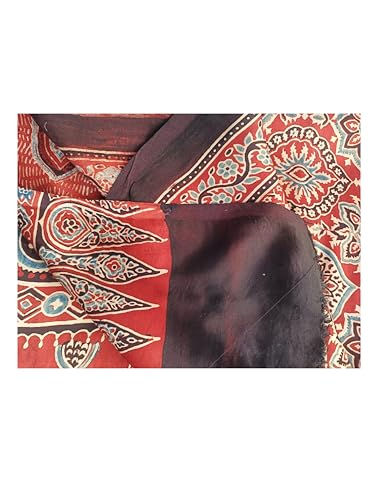 ADHIN maroon ajrakh print silk saree – image 3