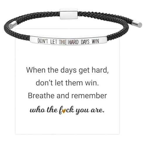 Dont Let the Hard Days Win Bracelet Inspirational Gifts for Women Personal Friend Bracelet Adjustable Rope Strength Gifts for Women Inspirational Bracelets with Card Appropriate to Encourage Friends