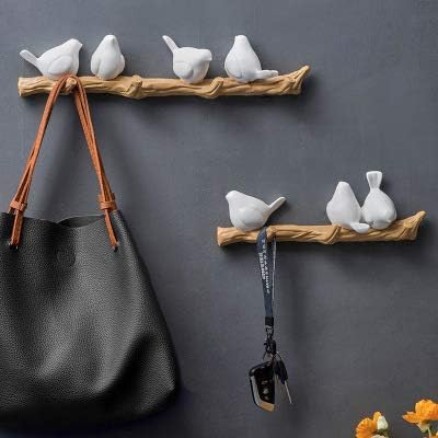 Miniatura 7 de Perchero decorativo de resina con diseño de pájaros en ramas de árbol, colgador de pared para abrigos, sombreros, llaves, toallas, colgador de