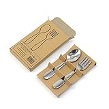 M.Vita Montessori Nido Stainless Steel Flatware for Baby Toddler Fork and Spoon Set