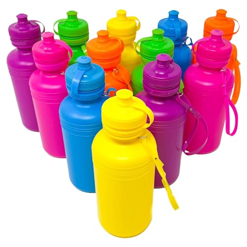 Podzly 12 Neon Bright Colors Plastic Water Bottles - Fun